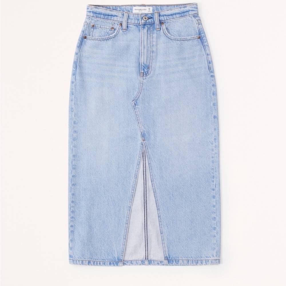 A&F denim midi skirt